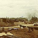Long shooter - 175mm gun fires mission into Cambodia from Bu Dop circa latter half 1970.